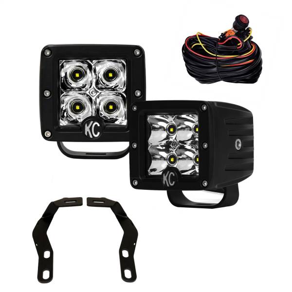 KC Hilites - KC Hilites 3in. C-Series C3 LED-Pillar/Ditch Mount-2-Light System-12W Spot Beam-for 16-24 Toyota Tacoma  -  97090 - Image 1