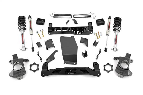 Rough Country - Rough Country Suspension Lift Kit w/Shocks 5 in. Lift Incl. Lifted Struts Rear V2 Monotube Shocks Stock Cast Aluminum Or Stamped Steel  -  22471 - Image 1