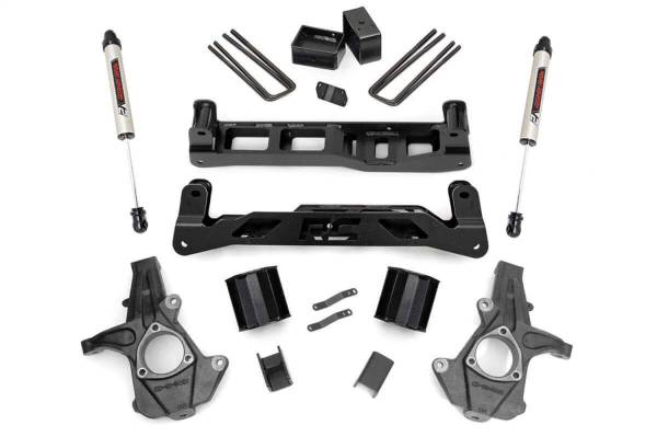 Rough Country - Rough Country Suspension Lift Kit w/Shocks 5 in. Lift V2 Monotube Shocks Stock Cast Steel  -  24770 - Image 1