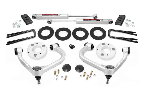 Rough Country - Rough Country Bolt-On Arm Lift Kit 3 in. Lift Upper Control Arms Strut Spacers Lift Blocks U-Bolts Hardware  -  57730B - Image 1