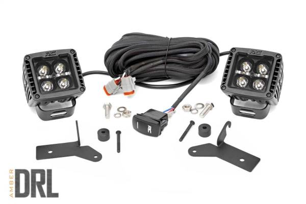 Rough Country - Rough Country LED Lower Windshield Kit 2 in. Black w/Amber DRL  -  70052DRLA - Image 1