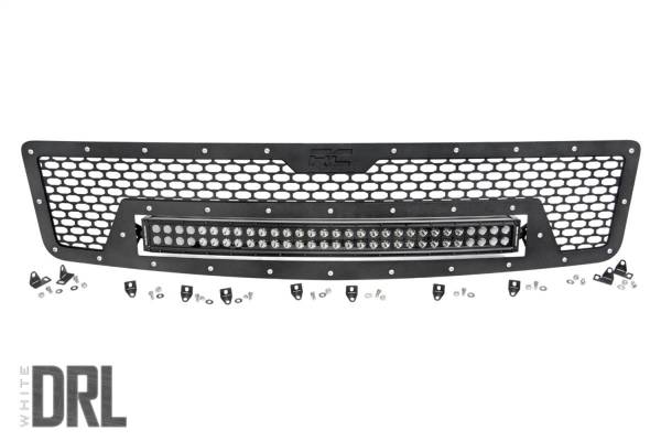 Rough Country - Rough Country Mesh Grille w/LED 30 in. Dual Row Black Series LED w/Cool White DRL  -  70196DRL - Image 1