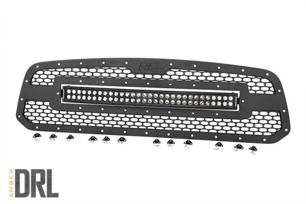 Rough Country - Rough Country Mesh Grille w/LED 30 in. Dual Row Black Series LED w/Amber DRL  -  70199BDA - Image 1