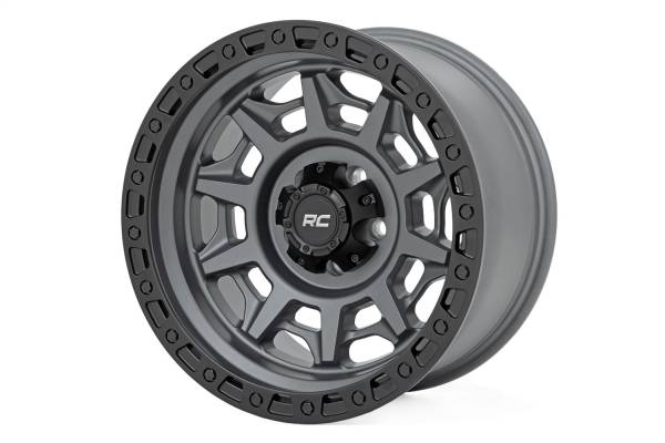 Rough Country - Rough Country Series 85 Wheel Simulated Beadlock Gunmetal Gray/Black 17x9 6x5.5 -12mm  -  85170912 - Image 1