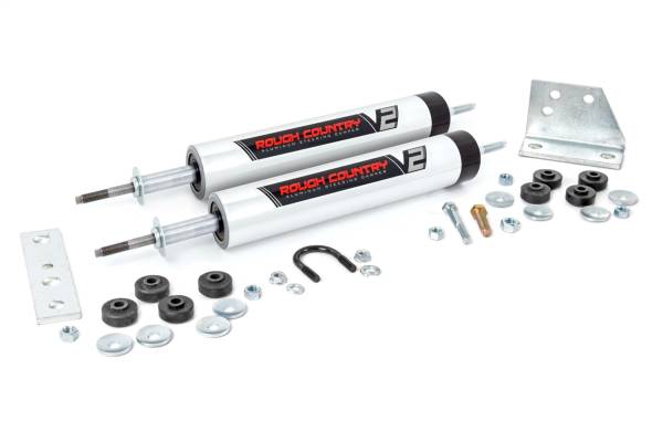 Rough Country - Rough Country V2 Dual Steering Stabilizer Incl. [2] V2 Steering Stabilizers Brackets Hardware  -  8735470 - Image 1