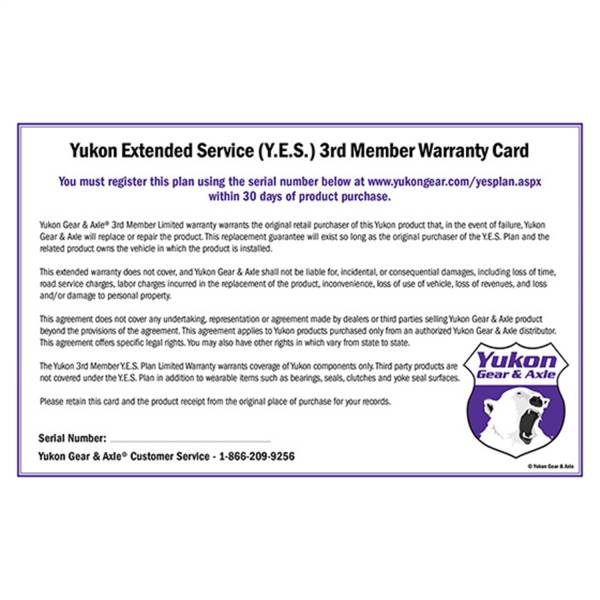 Yukon Gear - Yukon Gear Yukon Extended Service plan for 3rd Members  -  YES3RD - Image 1