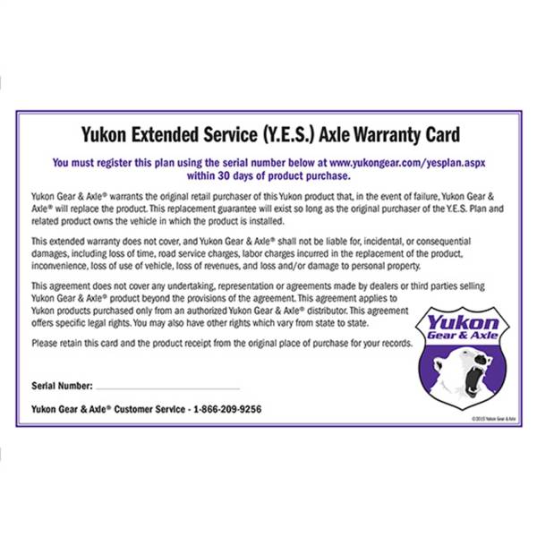 Yukon Gear - Yukon Gear Yukon Extended Service plan for axle shaft.  -  YESAXLE - Image 1
