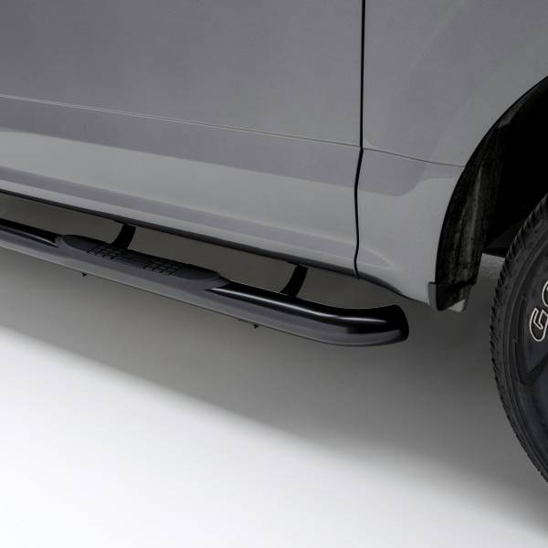 ARIES - ARIES 3" Round Black Steel Side Bars, Select Toyota Tundra Black SEMI-GLOSS BLACK POWDER COAT - 202003 - Image 1