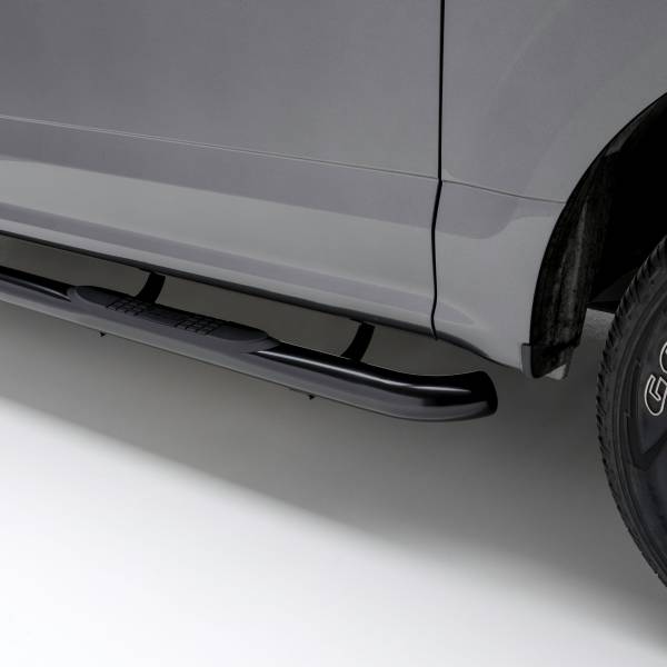 ARIES - ARIES 3" Round Black Steel Side Bars, Select Ford F-150 Black SEMI-GLOSS BLACK POWDER COAT - 203017 - Image 1