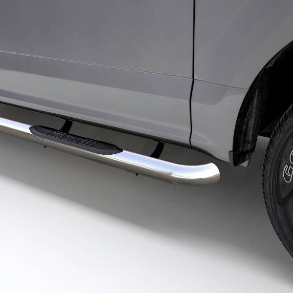 ARIES - ARIES 3" Round Polished Stainless Side Bars, Select Avalanche, Suburban, Yukon XL Stainless Polished Stainless - 204004-2 - Image 1