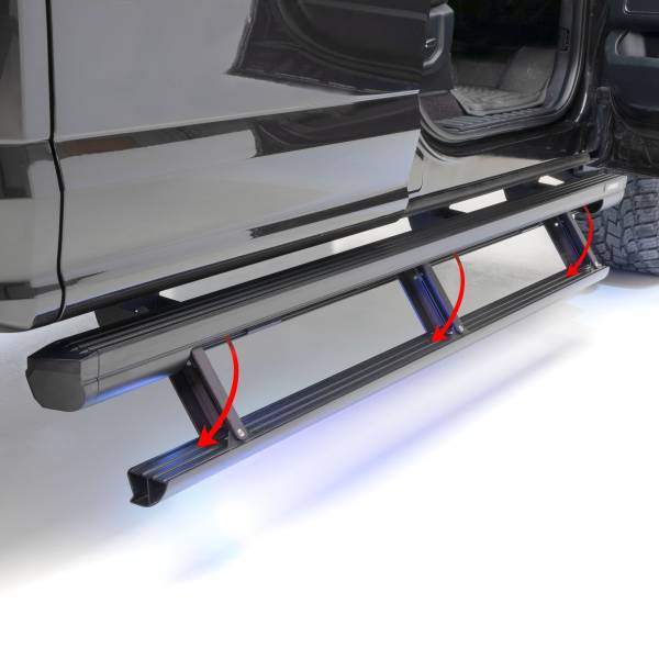 ARIES - ARIES ActionTrac 87.6" Powered Running Boards, Select Silverado, Sierra Crew Cab CARBIDE BLACK POWDER COAT - 3048315 - Image 1