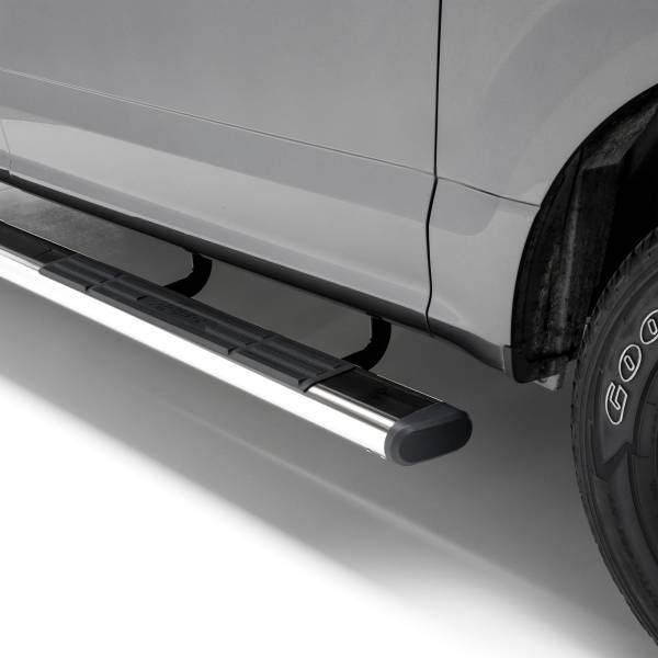 ARIES - ARIES 6" x 75" Polished Stainless Oval Side Bars, Select Chevy Silverado, GMC Sierra Polished Stainless - 4444007 - Image 1