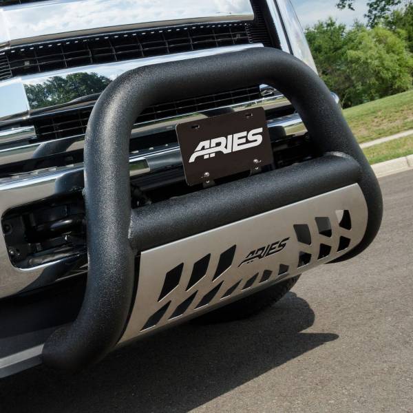 ARIES - ARIES Big Horn 4" Black Aluminum Bull Bar, Select Chevrolet, GMC Black TEXTURED BLACK POWDER COAT - AL45-4002 - Image 1