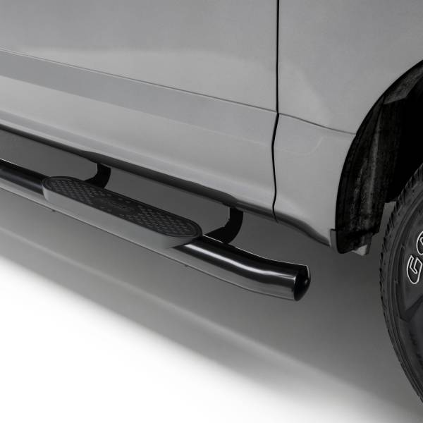 ARIES - ARIES 4" Black Steel Oval Side Bars, Select Chevrolet Colorado, GMC Canyon Extended Black SEMI-GLOSS BLACK POWDER COAT - S224052 - Image 1