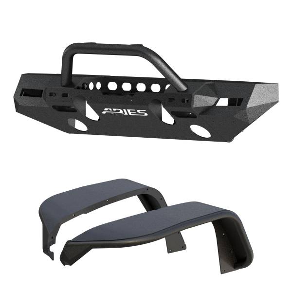 ARIES - ARIES TrailChaser Jeep Wrangler JL Front Bumper with Fender Flares (Option 8) TEXTURED BLACK POWDER COAT - 2082086 - Image 1
