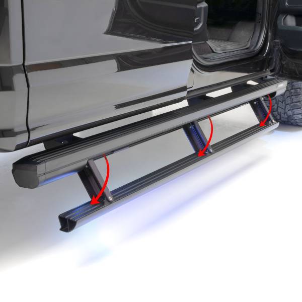 ARIES - ARIES ActionTrac 87.6" Powered Running Boards, Select Nissan Titan, XD Crew Cab CARBIDE BLACK POWDER COAT - 3047960 - Image 1
