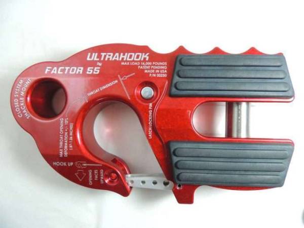 Factor 55 - Factor 55 UltraHook Winch Hook W/Shackle Mount Red - 00250-01 - Image 1