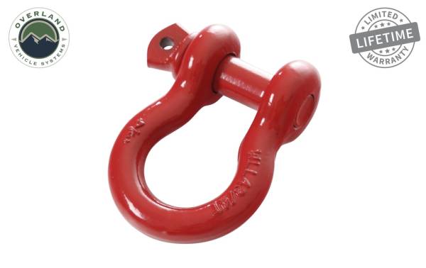 Overland Vehicle Systems - Overland Vehicle Systems Recovery Shackle 3/4 Inch 4.75 Ton Steel Gloss Red - 19019904 - Image 1