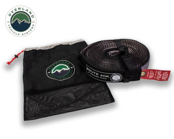 Overland Vehicle Systems - Overland Vehicle Systems Tow Strap 20,000 lb 2 Inch x 30 Foot Gray With Black Ends & Storage Bag - 19059916 - Image 1