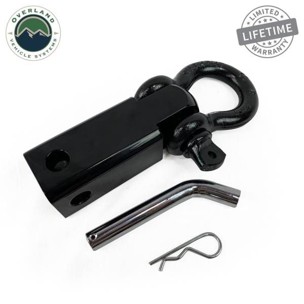 Overland Vehicle Systems - Overland Vehicle Systems Receiver Mount Recovery Shackle 3/4 Inch 4.75 Ton With Dual Hole Black Universal - 19109901 - Image 1
