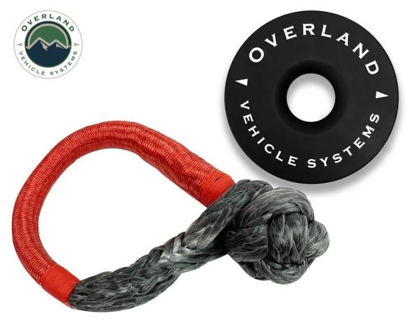 Overland Vehicle Systems - Overland Vehicle Systems 23 Inch Soft Shackle 5/8 Inch Diameter Combo Pack 44,500 lb and Recovery Ring 6.25 Inch Black - 19-6580 - Image 1