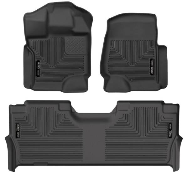 Husky Liners 17-19 F-250/F-350/F-450 Crew Cab Weatherbeater Black Front & 2nd Seat Floor Liners | 94061 - Image 1