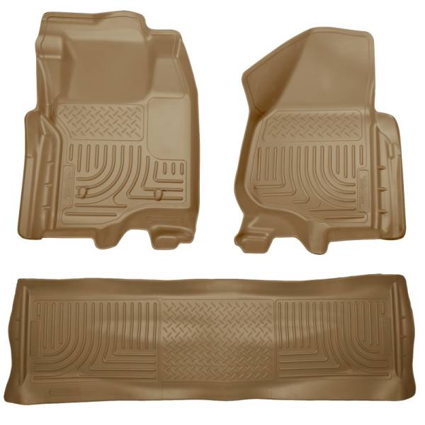 Husky Liners - Husky Liners 11-12 Ford SD Crew Cab WeatherBeater Combo Tan Floor Liners (w/o Manual Trans Case) | 98713 - Image 1
