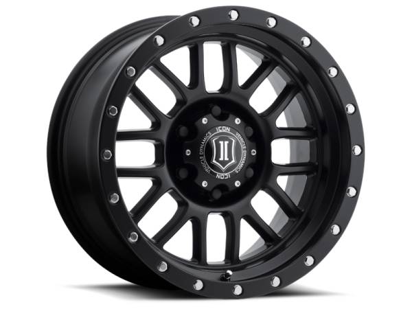 ICON Alpha 17x8.5 6x5.5 0mm Offset 4.75in BS 106.1mm Bore Satin Black Wheel | 1217858347SB - Image 1