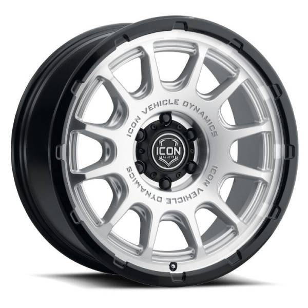 ICON Alloys Rancho 20x9 / 5x150 / 16mm / 5.625in BS Silver Machined w/ Gloss Black Lip Wheel | 8420905556SMGB - Image 1