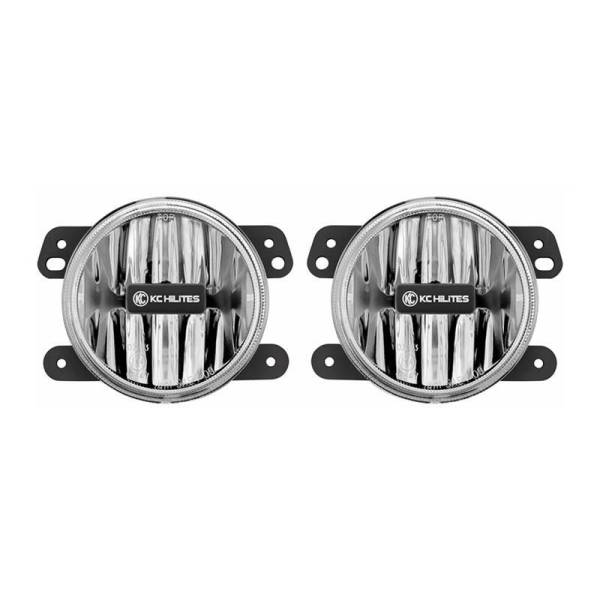 KC Hilites - KC HiLiTES 10-18 Jeep JK 4in. Gravity G4 LED Light 10w SAE/ECE Clear Fog Beam (Pair Pack System) | 497 - Image 1