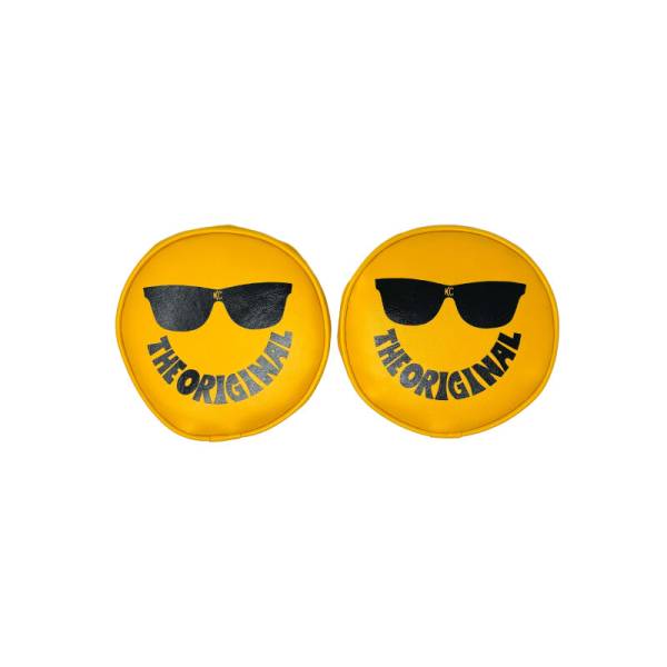 KC Hilites - KC HiLiTES Retro 6in Round Yellow Vinyl Light Cover w/ Black KC Sunglasses Logo | 5205 - Image 1