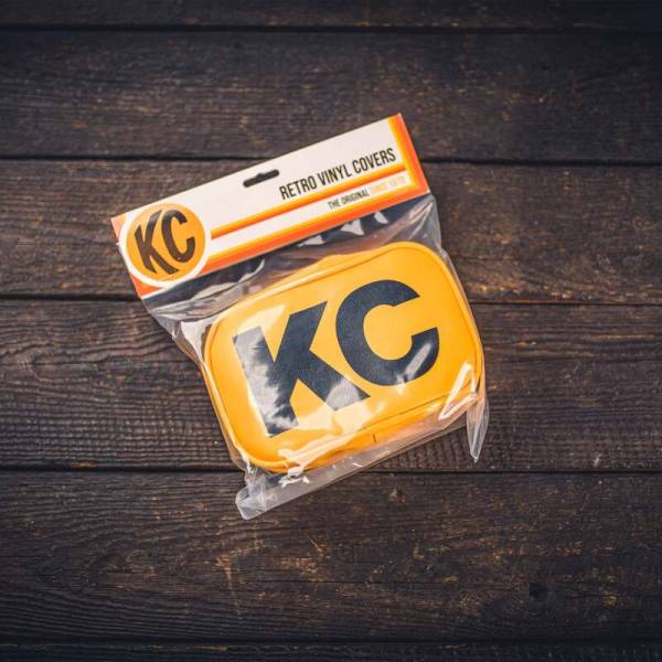 KC Hilites - KC HiLiTES Retro 5in x 7in Rectangular Yellow Vinyl Light Cover w/ Black KC Logo (Pair) | 5601 - Image 1
