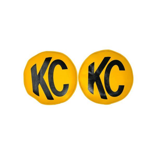 KC Hilites - KC HiLiTES Retro 8in Round Yellow Vinyl Light Cover w/ Black KC Logo (Pair) | 5801 - Image 1