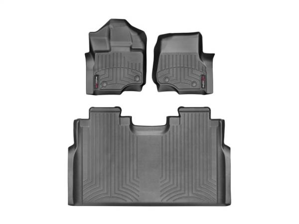 WeatherTech - Floor Mat Set FloorMat WeatherTech 2015+ Ford F-150 SuperCrew w/ Bench Seat Front Rear FloorLiner - Black | 44697-1-4 - Image 1