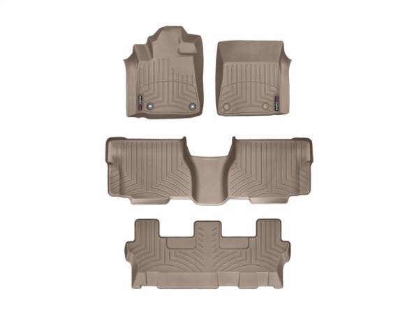 WeatherTech - FloorMat WeatherTech 12+ Toyota Sequoia Front/Rear/and Rear Floorliners w/Center Aisle - Tan | 454081-450934-6 - Image 1
