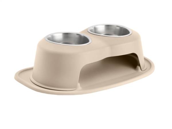 WeatherTech - WeatherTech Pet Feeding System Double High 32oz 6in. Stainless Bowl - Tan | DHC3206TNTN - Image 1