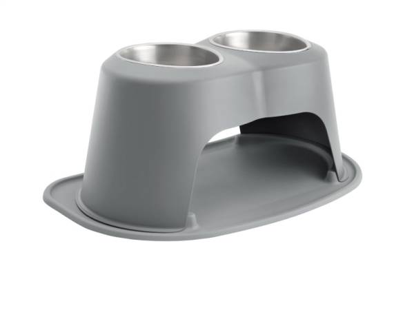 WeatherTech - WeatherTech Pet Feeding System Double High 64oz 10in. Stainless Bowl - Dark Grey | DHC6410DGDG - Image 1