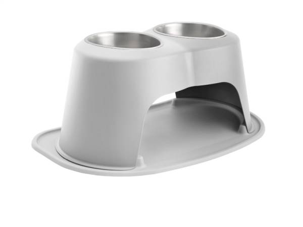 WeatherTech - WeatherTech Pet Feeding System Double High 64oz 10in. Stainless Bowl - Light Grey | DHC6410LGLG - Image 1