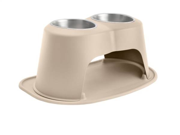WeatherTech - WeatherTech Pet Feeding System Double High 64oz 10in. Stainless Bowl - Tan | DHC6410TNTN - Image 1