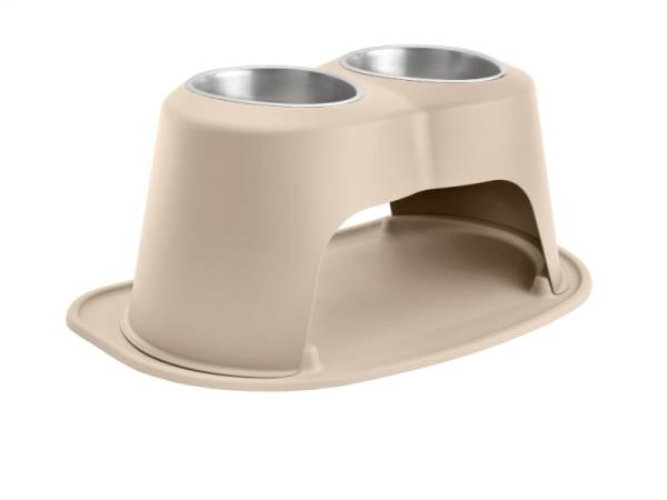 WeatherTech - WeatherTech Pet Feeding System Double High 64oz 12in. Stainless Bowl - Tan | DHC6412TNTN - Image 1