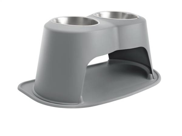 WeatherTech - WeatherTech Pet Feeding System Double High 96oz 14in. Stainless Bowl - Dark Grey | DHC9614DGDG - Image 1