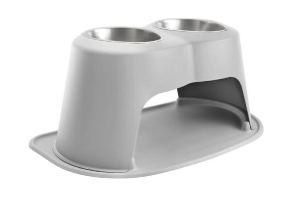 WeatherTech - WeatherTech Pet Feeding System Double High 96oz 14in. Stainless Bowl - Light Grey | DHC9614LGLG - Image 1