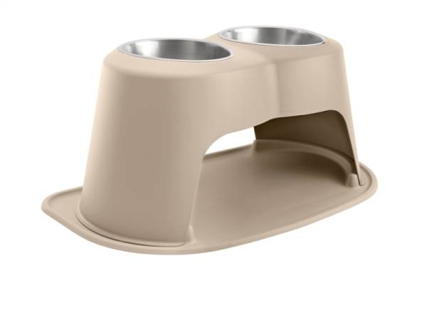 WeatherTech - WeatherTech Pet Feeding System Double High 96oz 14in. Stainless Bowl - Tan | DHC9614TNTN - Image 1