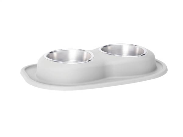 WeatherTech - WeatherTech Pet Feeding System Double Low 32oz 3in. Stainless Bowl - Light Grey | DL3203LG - Image 1