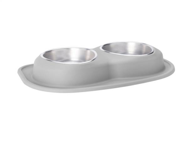 WeatherTech - WeatherTech Pet Feeding System Double Low 64oz 3in. Stainless Bowl - Light Grey | DL6403LG - Image 1