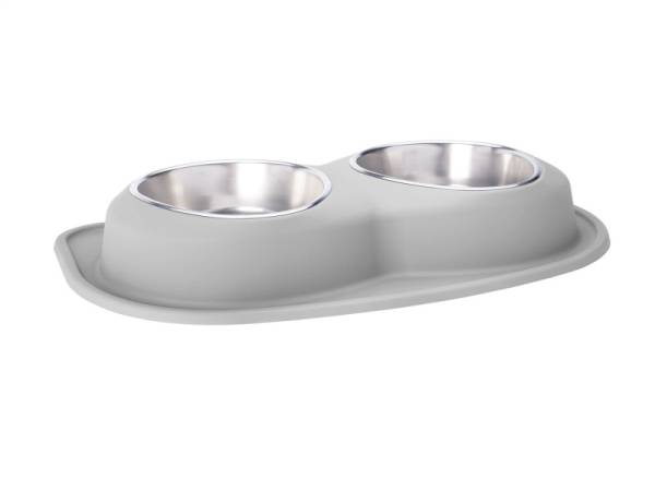 WeatherTech - WeatherTech Pet Feeding System Double Low 96oz 3in. Stainless Bowl - Light Grey | DL9603LG - Image 1