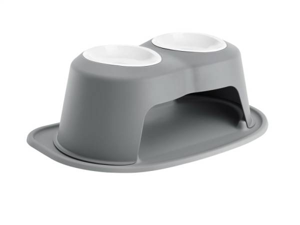 WeatherTech - WeatherTech Pet Feeding System Double High 32oz 8in. Poly Bowl - Dark Grey | PDHC3208DGDG - Image 1
