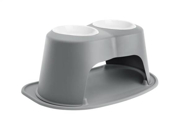 WeatherTech - WeatherTech Pet Feeding System Double High 64oz 10in. Poly Bowl - Dark Grey | PDHC6410DGDG - Image 1
