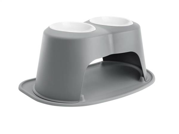 WeatherTech - WeatherTech Pet Feeding System Double High 64oz 12in. Poly Bowl - Dark Grey | PDHC6412DGDG - Image 1