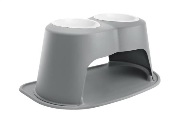 WeatherTech - WeatherTech Pet Feeding System Double High 96oz 14in. Poly Bowl - Dark Grey | PDHC9614DGDG - Image 1